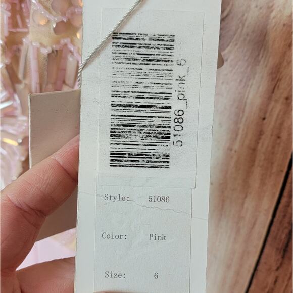 NWT Angela & Alison Blush Pink Gown, Style # 51086, Sz 6 - Picture 6 of 9